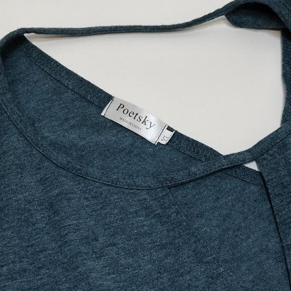 Poetsky Sleeveless XL Teal Keyhole Back Tank Top Soft Rayon Blend Womens Shirt - Picture 3 of 7